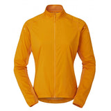 Rab Cinder Ridgeline Women's cycling jacket, breathable and wind-resistant outdoor activewear, shown in a close-up of the jacket fabric and design.