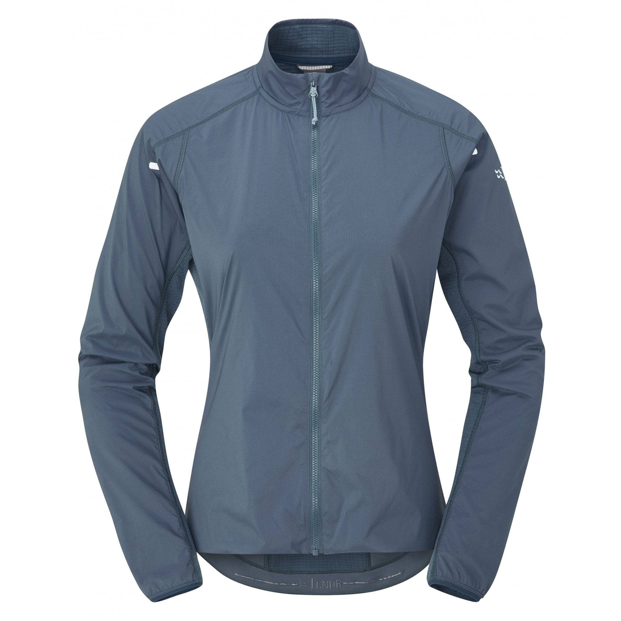 Rab Cinder Ridgeline women's cycling jacket, breathable and wind-resistant, shown in a lightweight, activewear design suitable for outdoor riding.