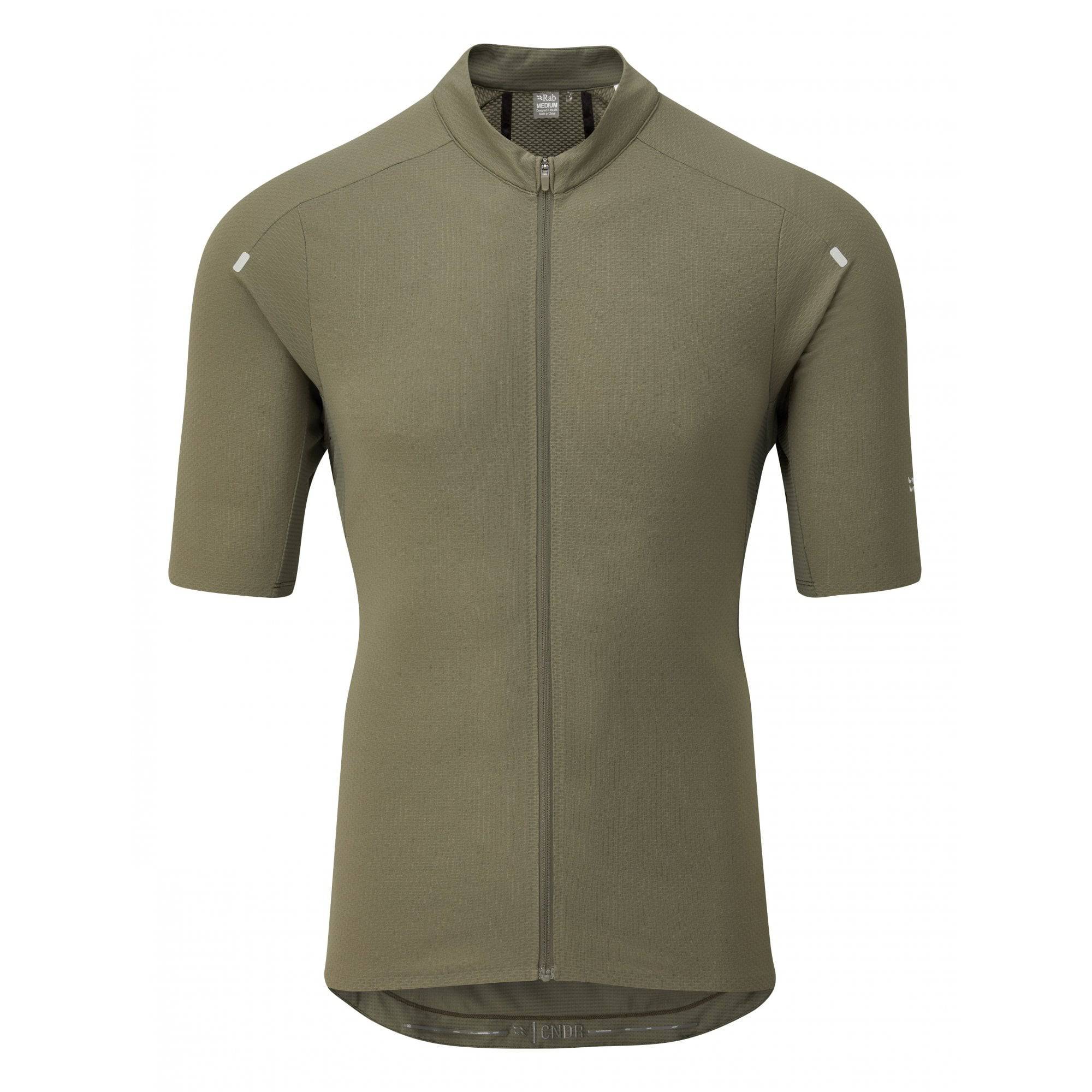 Rab Cinder tailored cycling jersey with ventilation panels and storage pockets, designed for comfort and breathability during rides.