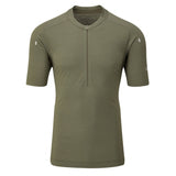 Rab Cindercrino unisex cycling jersey with ventilation panels and a zipped pocket, designed for comfortable riding.