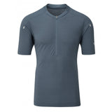 Rab Cindercrino unisex cycling jersey with ventilation panels and a zipped pocket, designed for comfortable riding.