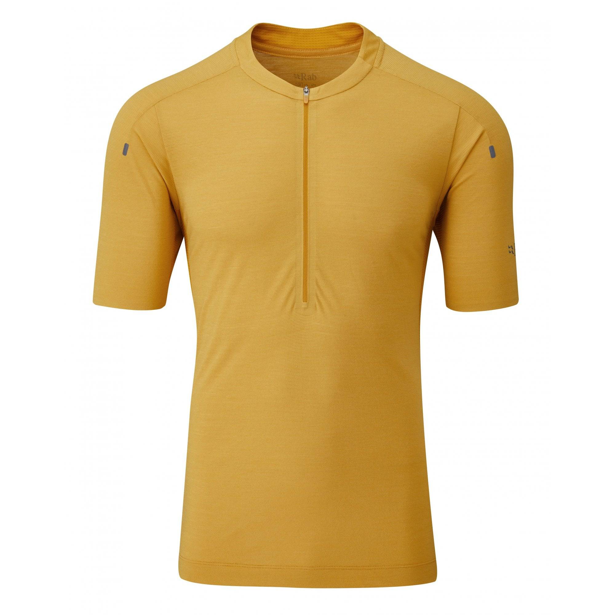 Rab Cindercrino unisex cycling jersey with ventilation panels and zipped pocket, designed for comfortable biking.