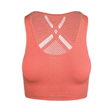 Q36.5 women's seamless moisture-wicking athletic bra baselayer top, close-up view of lightweight, supportive sports clothing.