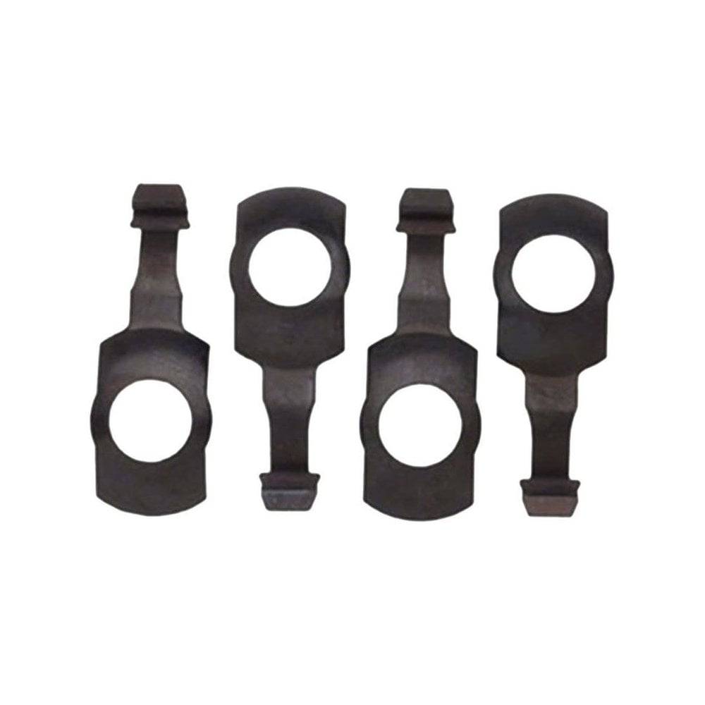 Campagnolo spring clips for brake shoes compatible with Super Record, Record, and Chorus bicycle components, close-up view.