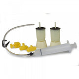Shimano Workshop bleed kit for hydraulic disc brakes, includes bleed bottles, spacers, and tools for brake maintenance.