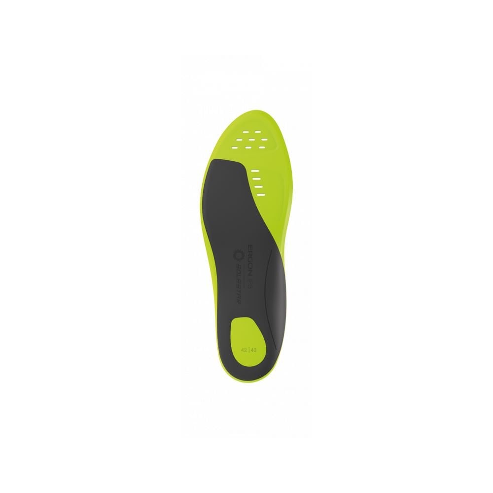 Ergon IP3 Solestar cycling insoles for improved power transfer, displayed with other cycling accessories and spare parts.