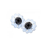 Enduro Bearings XD-15 ceramic jockey wheels for SRAM XX1, high precision drivetrain components, black with metal axles.