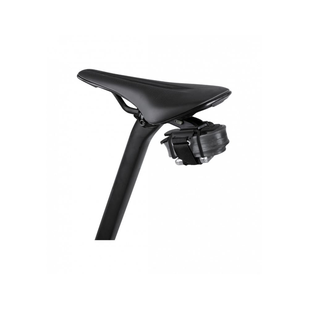 Topeak Free Pack Duo Fixer bike saddle bag with mounting straps and tyre levers, black, accessory for cycling storage and convenience.