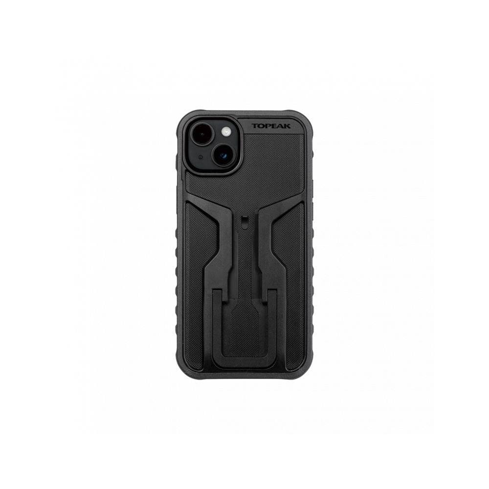 Topeak iPhone 14 Plus RideCase black protective cycling phone case with rugged design and secure grip for outdoor cycling adventures.
