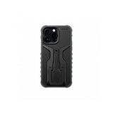 Topeak RideCase for iPhone 14 Pro Max in black, shockproof bike mount case with rugged protective design.
