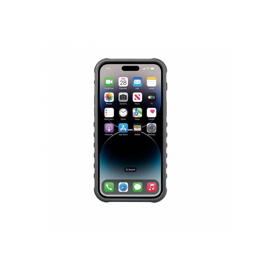Topeak RideCase for iPhone 14 Pro Max in black, shockproof bike mount case with protective design.