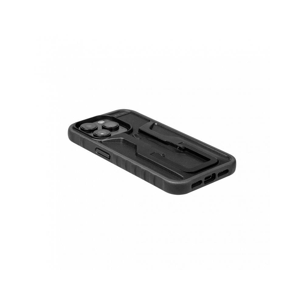 Topeak iPhone 14 Pro Ridecase black protective bike mount case with secure mounting and shock absorption for cycling accessories