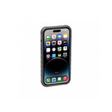 Topeak iPhone 14 Pro Ridecase black protective bike mount case showing rugged design and mounting features for cycling accessories.