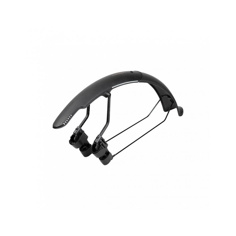 Topeak TetraFender G1 & G2 black gravel bike fenders with adjustable fit and reflective decals, mounted on a gravel bike.
