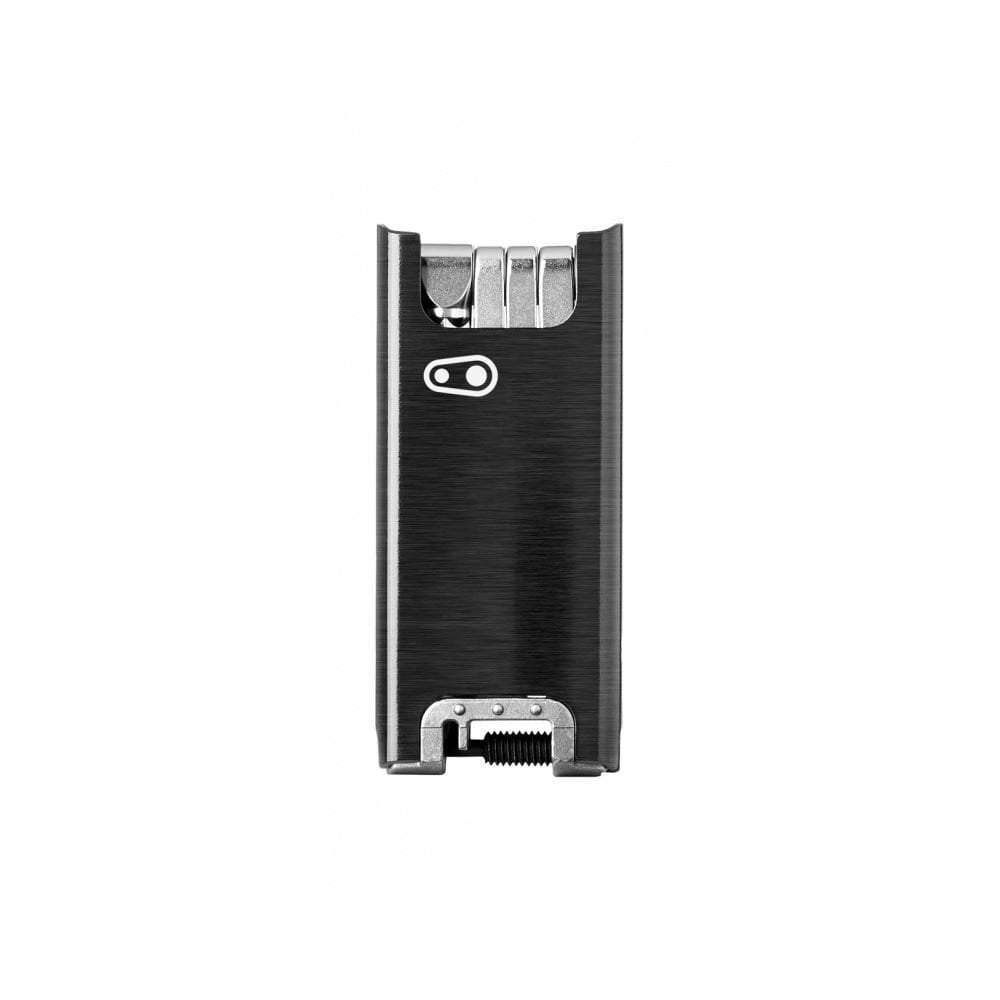 Crankbrothers F15 black compact bike multi-tool with magnetic case, featuring 15 essential tools for bike repairs and adjustments.