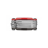 Crankbrothers Multi 10 bike multi-tool in black and red with hex wrenches and screwdrivers, ideal for bike workshop repairs.