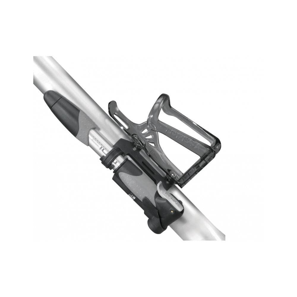 Topeak Mini Dual DX bike pump with gauge in black and silver, featuring Presta and Schrader valve compatibility.