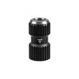 Topeak AirBooster Nano CO2 inflator in black with Presta and Schrader valve compatibility, compact and portable bicycle pump accessory.