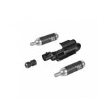 Topeak Nanomaster Duo Fixer CO2 inflation kit with dual valve compatibility, black, compact bike tire inflator accessories