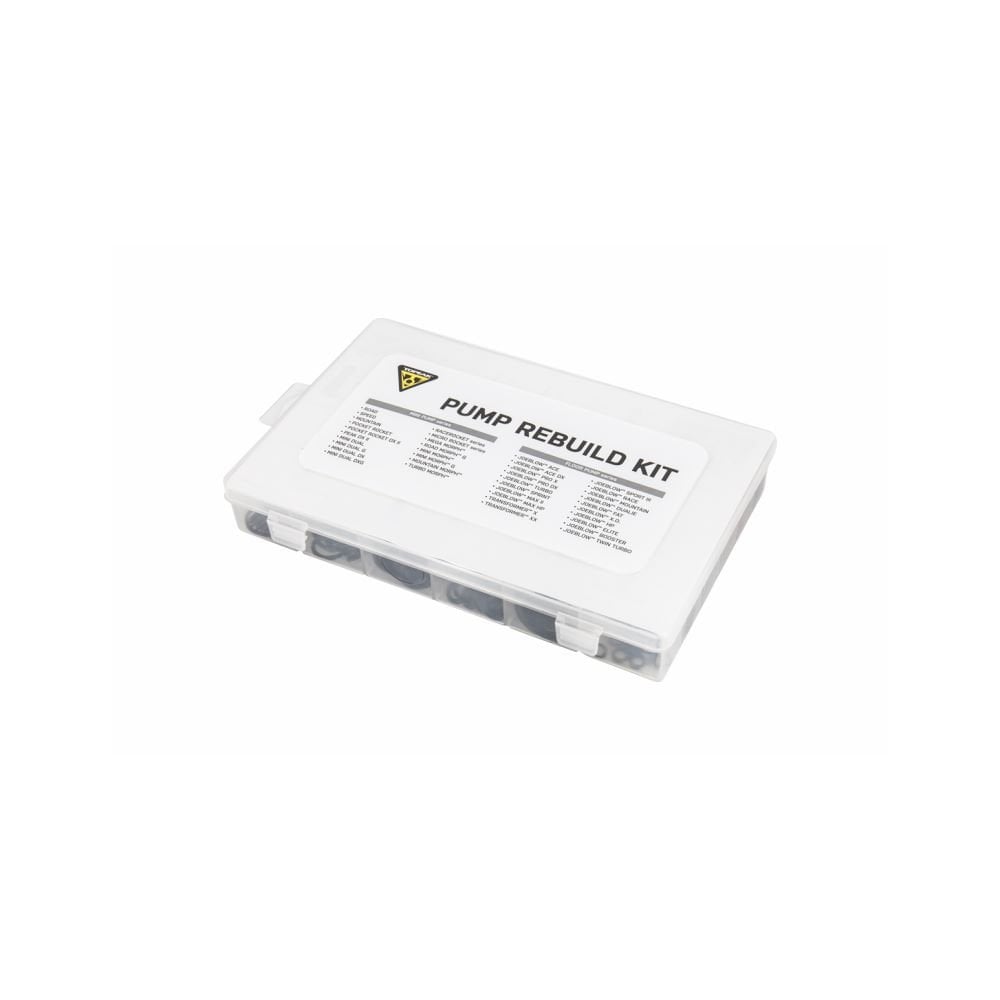 Topeak Pump Rebuild Kit in white, replacement accessories for Topeak hand pumps, includes essential parts for maintenance.