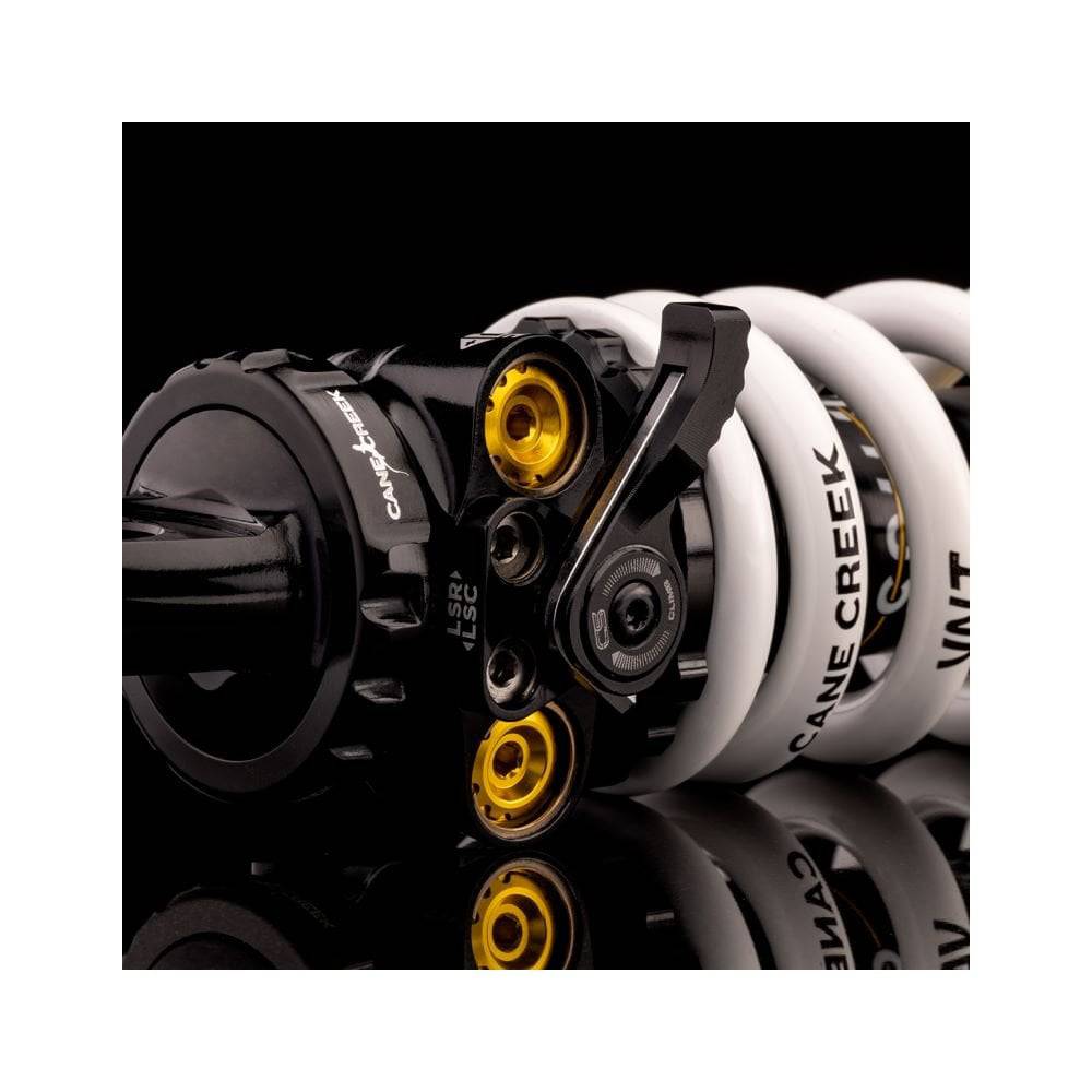 Cane Creek DBcoil IL G2 rear shock with four-way adjustability and climb switch for mountain bike suspension.