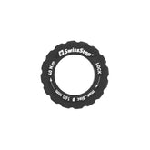 SwissStop black centre lock lockring for 160mm max rotor, secure bike brake rotor component, durable and easy to install.