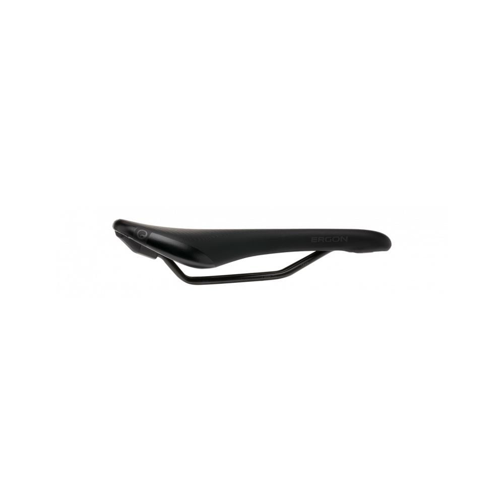 Ergon SM Pro Men mountain bike saddle with ergonomic pressure relief design, showcasing its sleek, ergonomic shape and premium components.