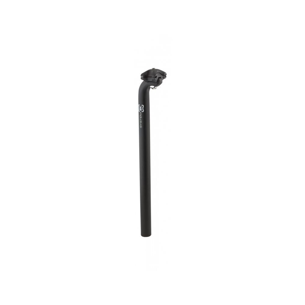 System EX Alloy Bike Seatpost in black, 400mm length with single bolt adjustment, designed for bike components.