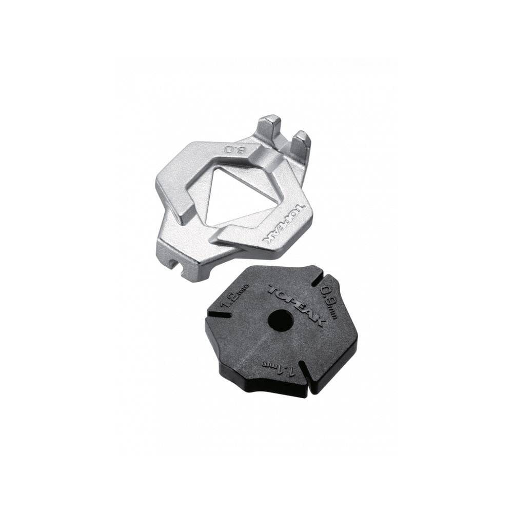 Topeak Duo Spoke Wrench tool for bike wheel spoke adjustments, featuring a compact workshop design and ergonomic handle.