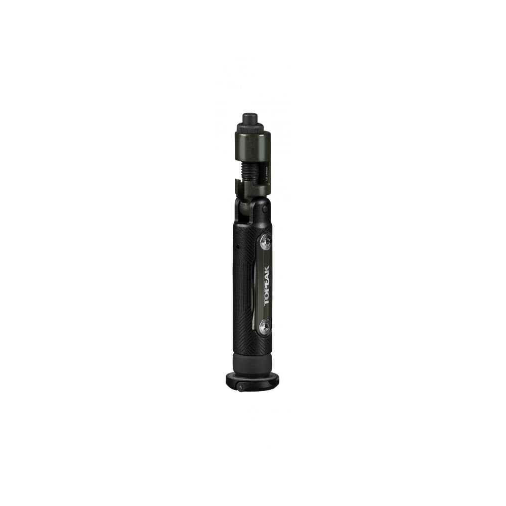 Topeak BB Hide n Tool Black compact MTB bottom bracket multi-tool with seven functions, shown in workshop setting.
