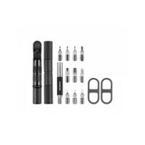 Topeak Ratchet N Roll Elite black compact bike repair tool kit with CO2 inflator, workshop essential for bike maintenance.