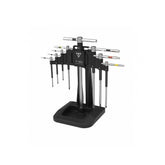 Topeak T-Hex Speed Wrench Set with sliding T-handle and tool holder, black workshop tool for bike maintenance.