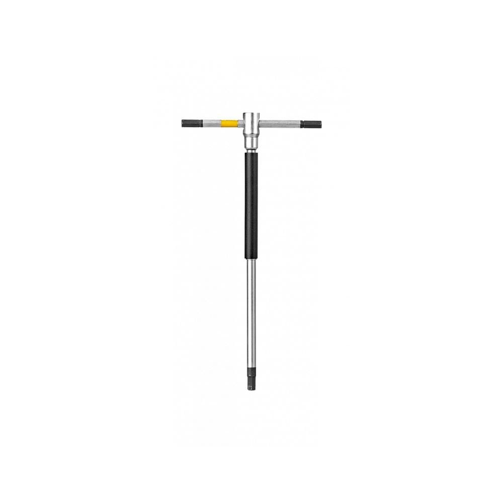 Topeak T-Hex Speed Wrench Set with sliding T-handle and tool holder, black, for bike workshop maintenance and repairs.