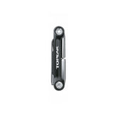 Topeak Mini 9 Pro multi tool with 9 functions in a neoprene bag, compact bike repair tool for roadside and workshop use.