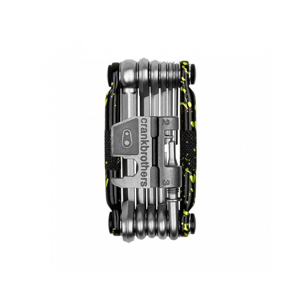 Crank Brothers Multi 17 bike repair multi-tool with chain and spoke wrenches, compact workshop accessory for bike maintenance.