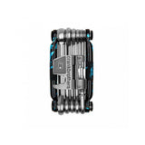 Crank Brothers Multi 17 bike repair multi-tool with chain and spoke wrenches, compact workshop tool for bike maintenance.
