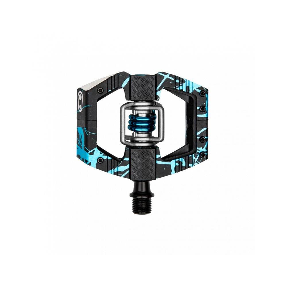 Crankbrothers Mallet E LS clipless enduro pedal with adjustable float and axle options, shown with metal cleat interface.