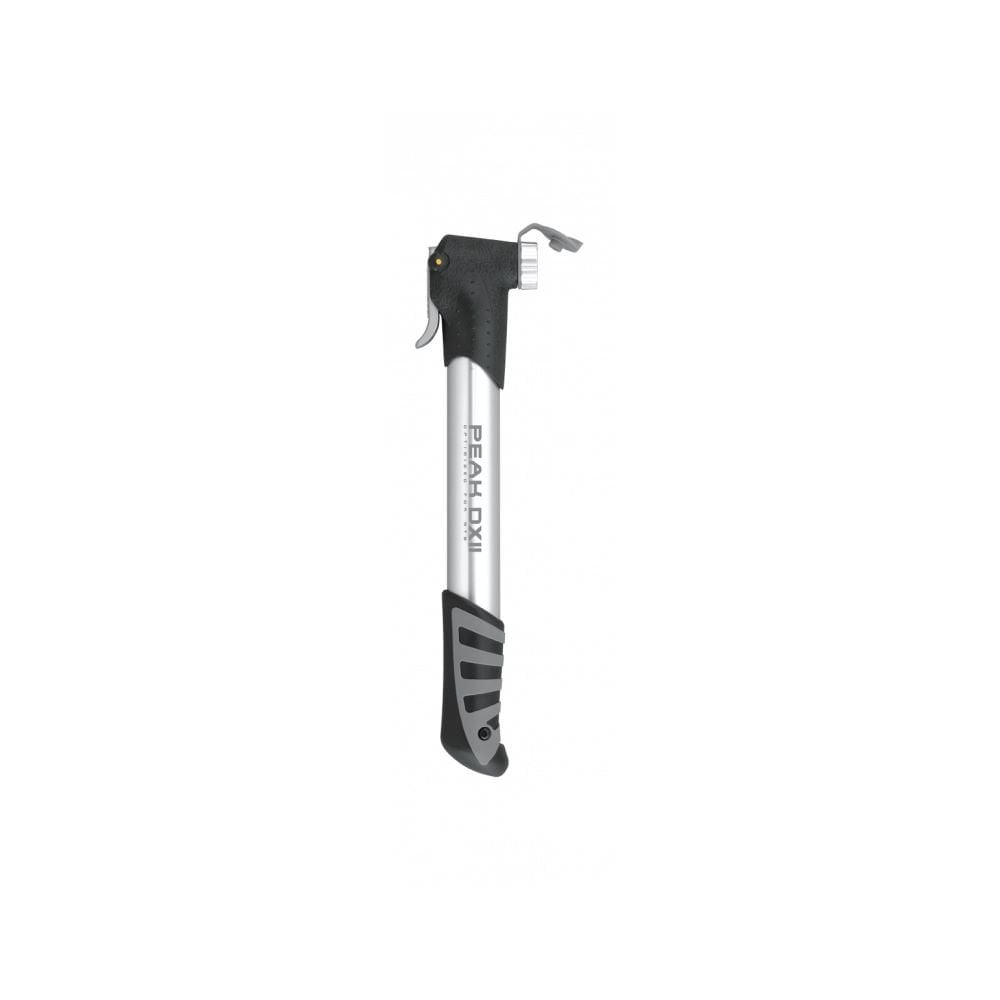 Topeak Peak DX II hand pump with SmartHead for Presta and Schrader valves, compact bike pump with ergonomic handle.