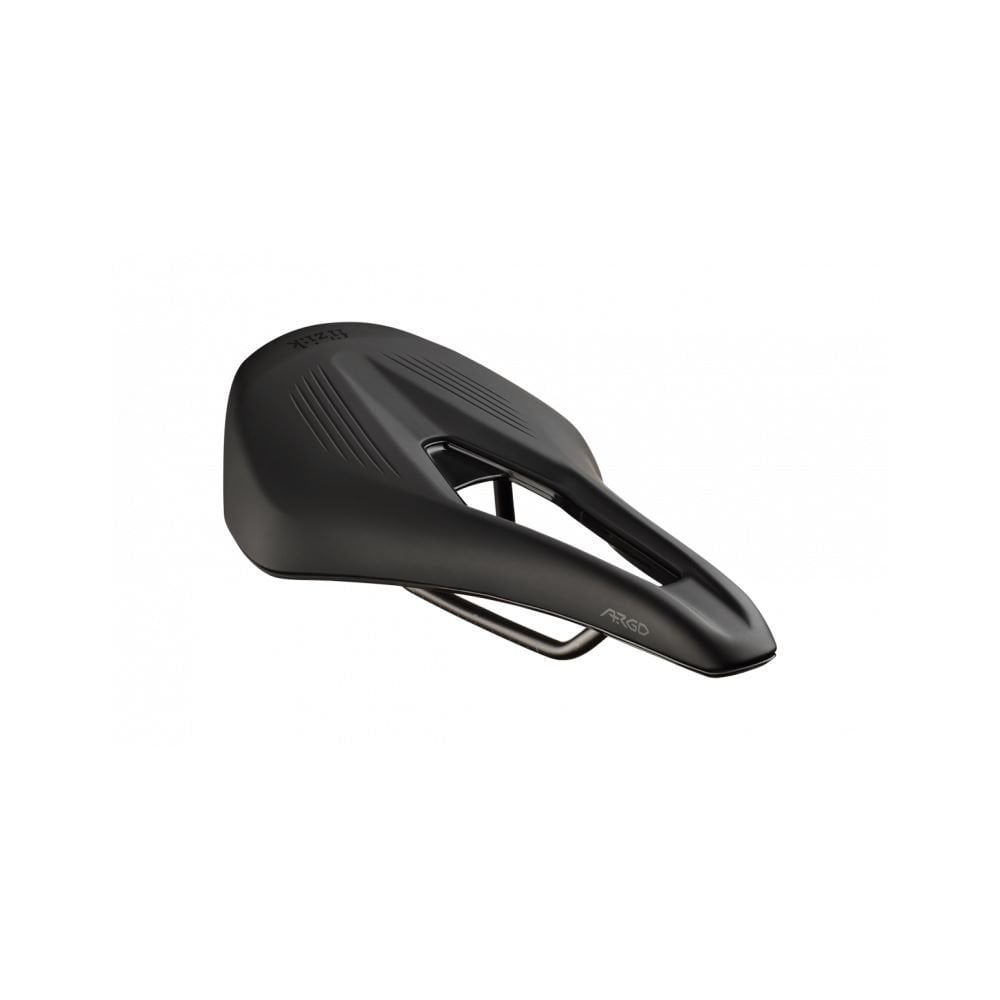 Fizik Vento Argo R3 racing saddle with ergonomic cutout, designed for stability and comfort in high-performance cycling components.