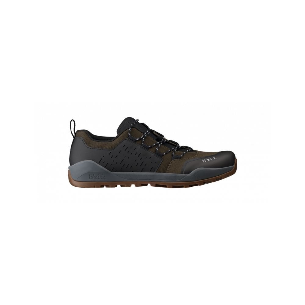 Fizik X2 Terra MTB shoes in black and gray, durable mountain bike trail footwear with rugged sole and secure fit for mountain biking