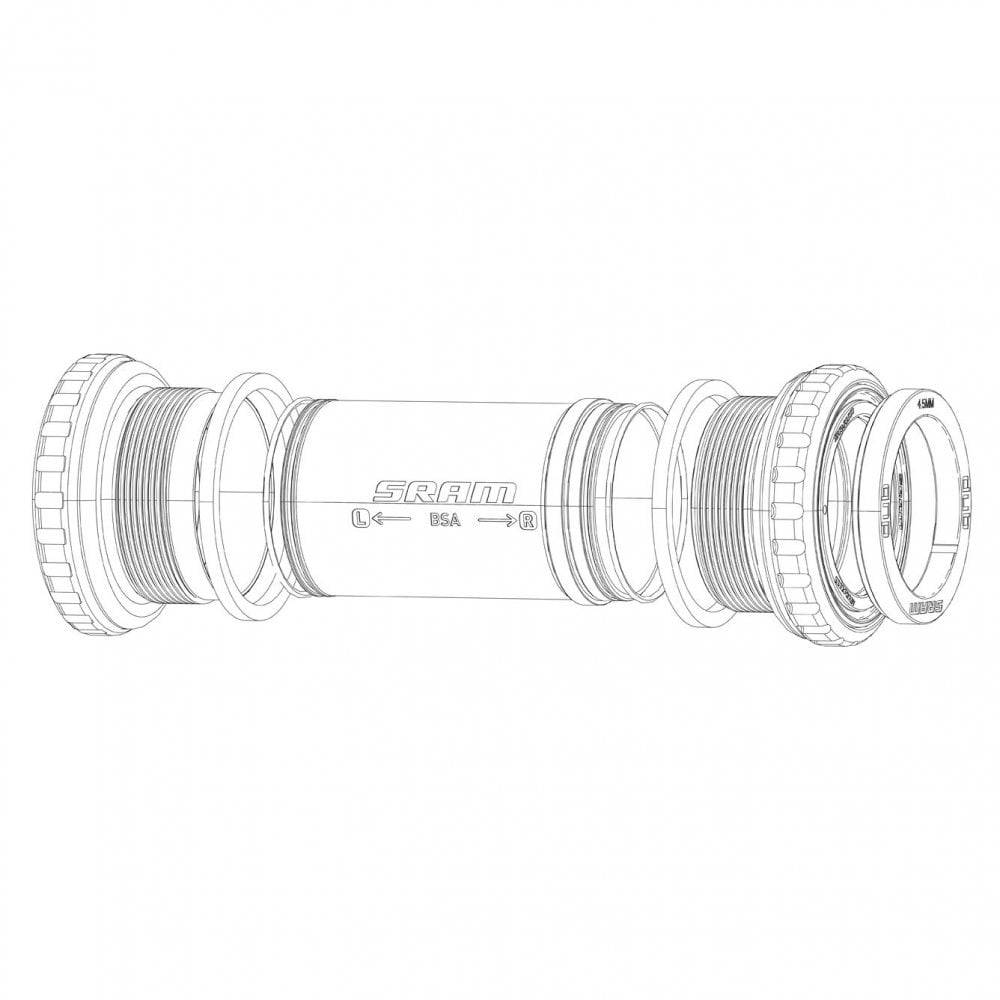 SRAM DUB bottom bracket spacer kit with multiple sizes, BSA 68 spacers for MTB and road bike component installation