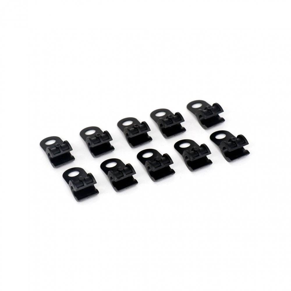 Set of 10 SRAM cable guide clips for stem integrated stealth brake lines, durable components for bike maintenance.
