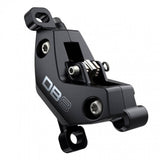 Sram DB8 disc brake caliper assembly in black anodized finish, mineral fluid compatible, no hose included, bike brake component