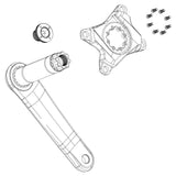 Black SRAM crank arm bolt kit with M18/M30 DUB steel self-extracting components for bike crankset replacement.