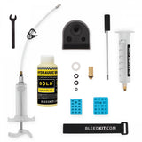 Shimano Bleedkit Workshop Gold hydraulic brake bleed kit with fluid, used for servicing bicycle hydraulic brake systems.