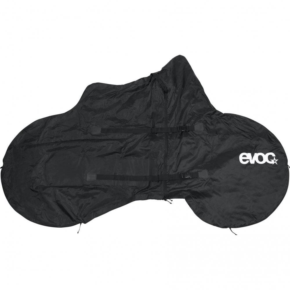 Black EVOC MTB bike rack cover for rear-mounted e-mountain bikes, designed for 2023, size one.