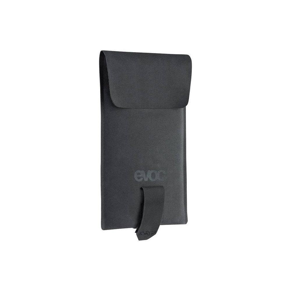 Black EVOC Phone Pouch 2023 cycling accessory with waterproof and reflective features, eco-friendly design, suitable for smartphones.
