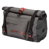 Altura Vortex 11L waterproof handlebar bag mounted on a bike, grey color, designed for bike storage and protection.