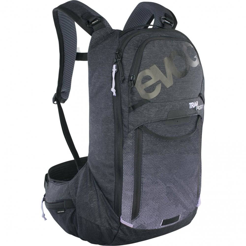EVOC Trail Pro Protector Backpack SF 12L with hydration bladder and back protection for mountain biking and outdoor adventures.