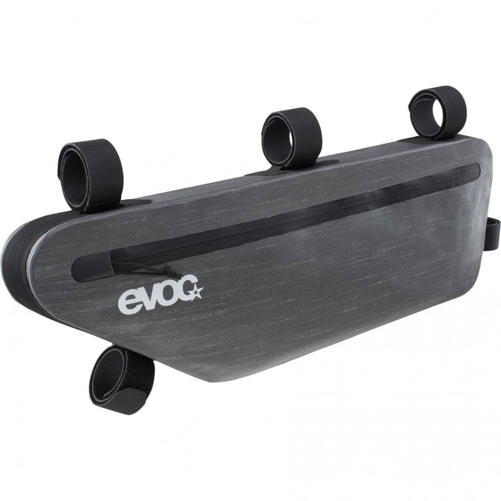 EVOC waterproof bike packing frame pack with 3.5L storage, designed for secure bike accessories and gear storage during rides.